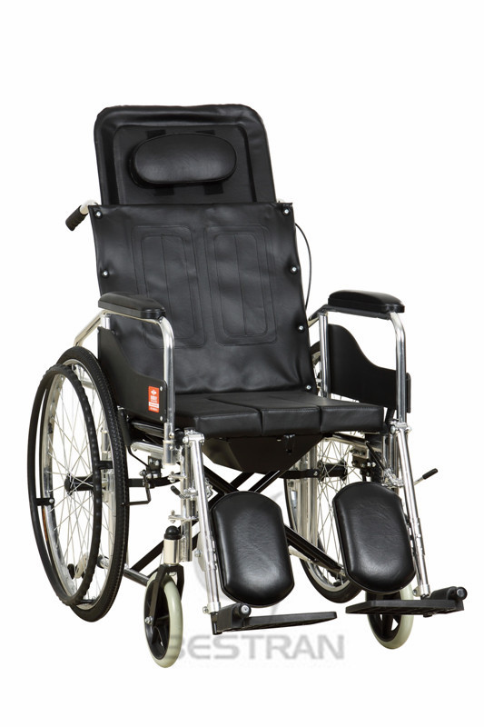 High backrest wheelchair with commode