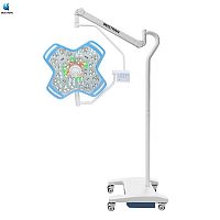 Lámpara quirúrgica LED portátil con 160.000 lux, enfoque electrónico y batería de respaldo.