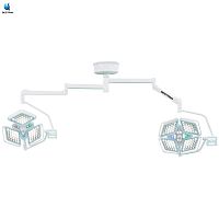 Lámpara quirúrgica LED de techo de doble cúpula premium con pantalla táctil, 193 LED y CRI ajustable.