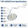 Lámpara quirúrgica LED de techo tipo domo individual con pantalla táctil, enfoque electrónico y compensación de color RGB.