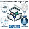 Lámpara quirúrgica LED de techo de doble cúpula premium con pantalla táctil, 193 LED y CRI ajustable.